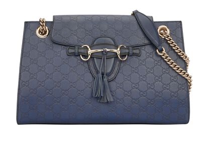 Guccissima Large Emily Chain Shoulder Bag, &pound;895, Handbags, Blue, Leather, Front view